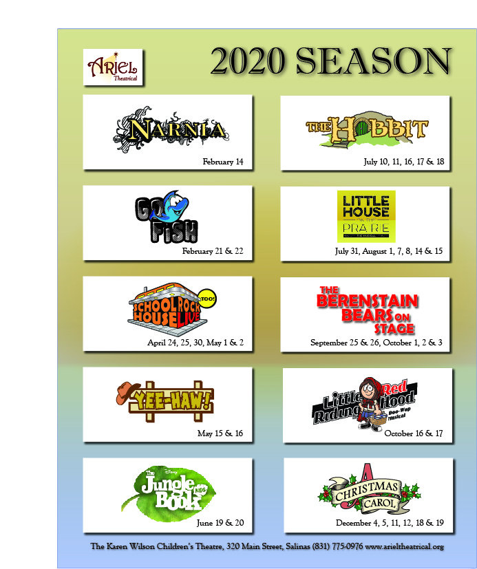 ANNOUNCING THE ARIEL THEATRICAL 2020 SEASON